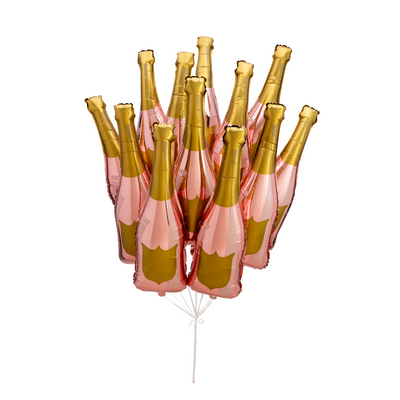 Dozen Rose Gold Champagne Bottle Balloons - Paper Confetti Events